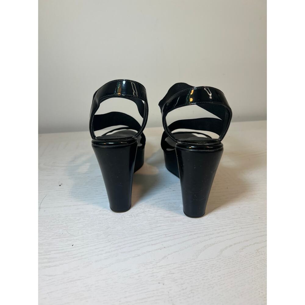 Charles By Charles David Pat Wedge Black Platform Strappy Sandal Women’s 6 - Picture 3 of 6
